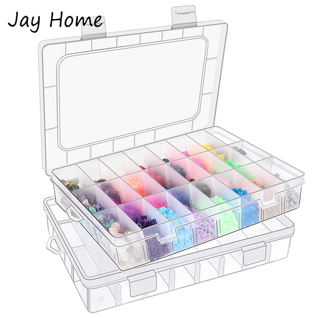 24Grids Clear Plastic Organizer Box Craft Storage Container